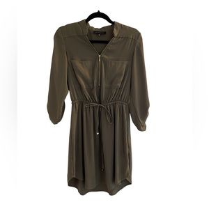 DYNAMITE Army Green Shirt Dress with drawstring waist